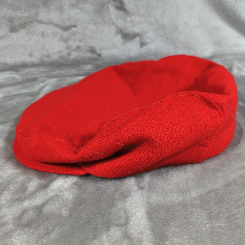 Pendleton Flat Cap Medium Red Wool Made In USA Vintage Driving Hat Newsboy